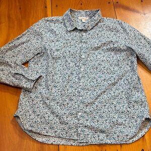 Garnet Hill Blue Floral Button-Down Shirt